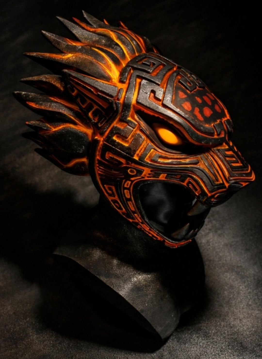 Fire born Jaguar Warrior - Hand painted Mexican Art