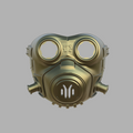 Gold gas mask on a gray background