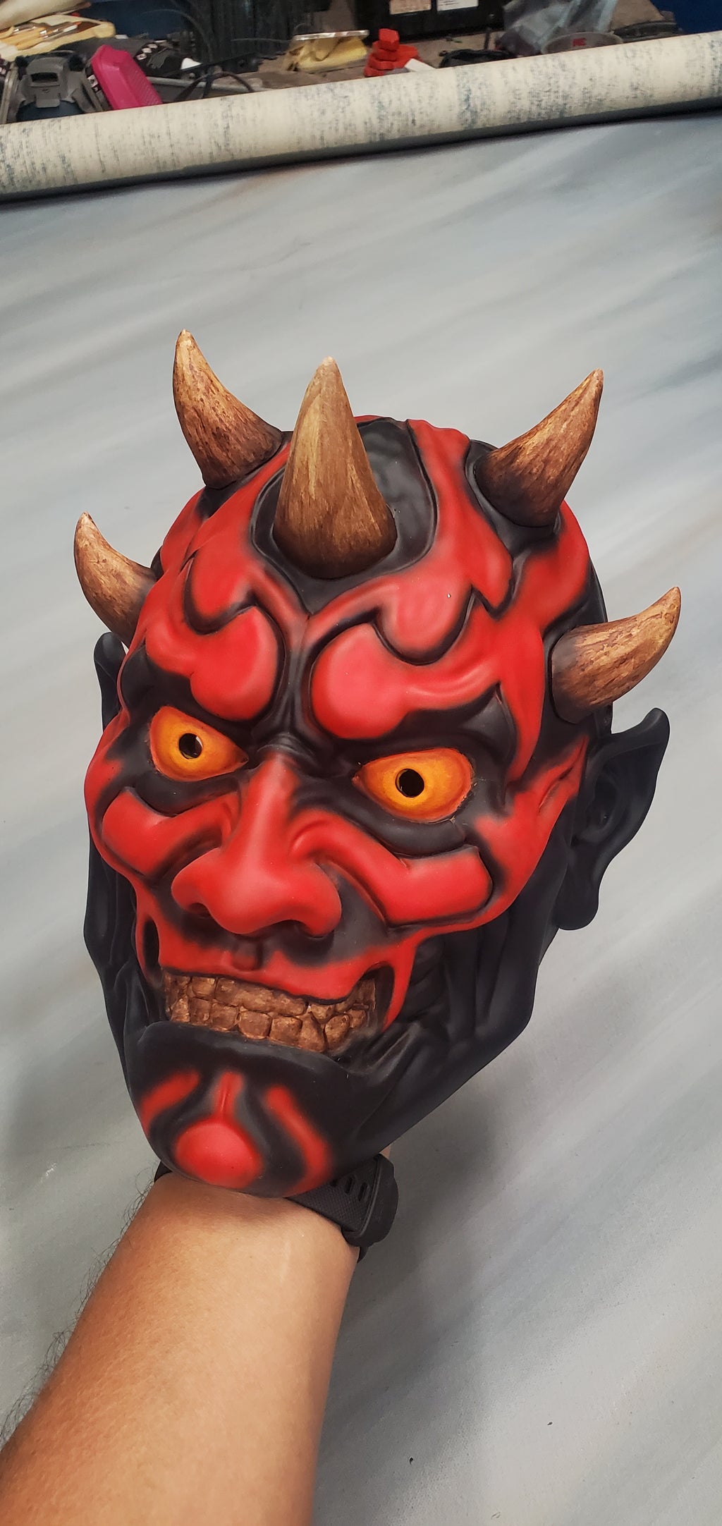 Hand‑painted Japanese Oni Maul Demon mask resin cosplay prop
