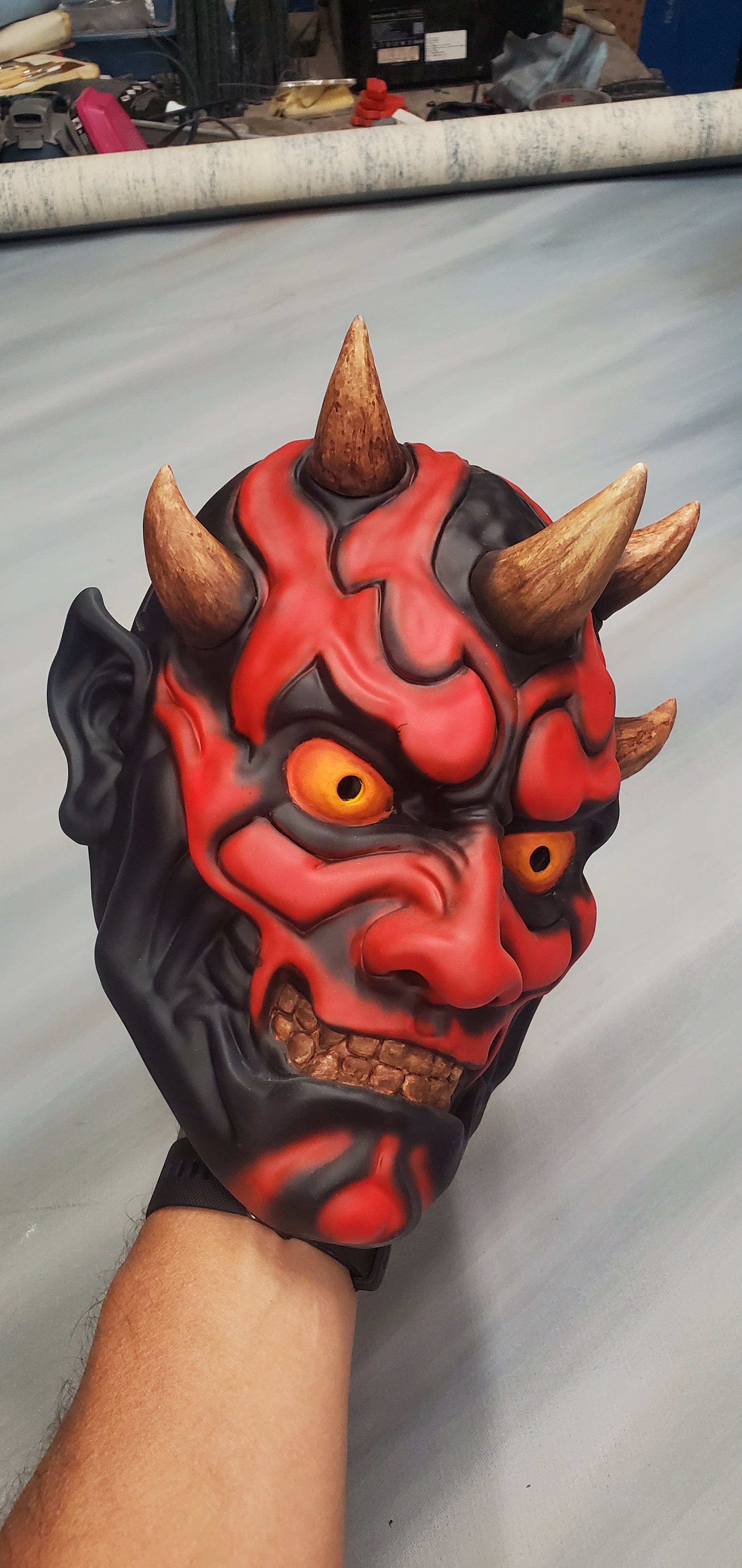 Hand‑painted Japanese Oni Maul Demon mask resin cosplay prop