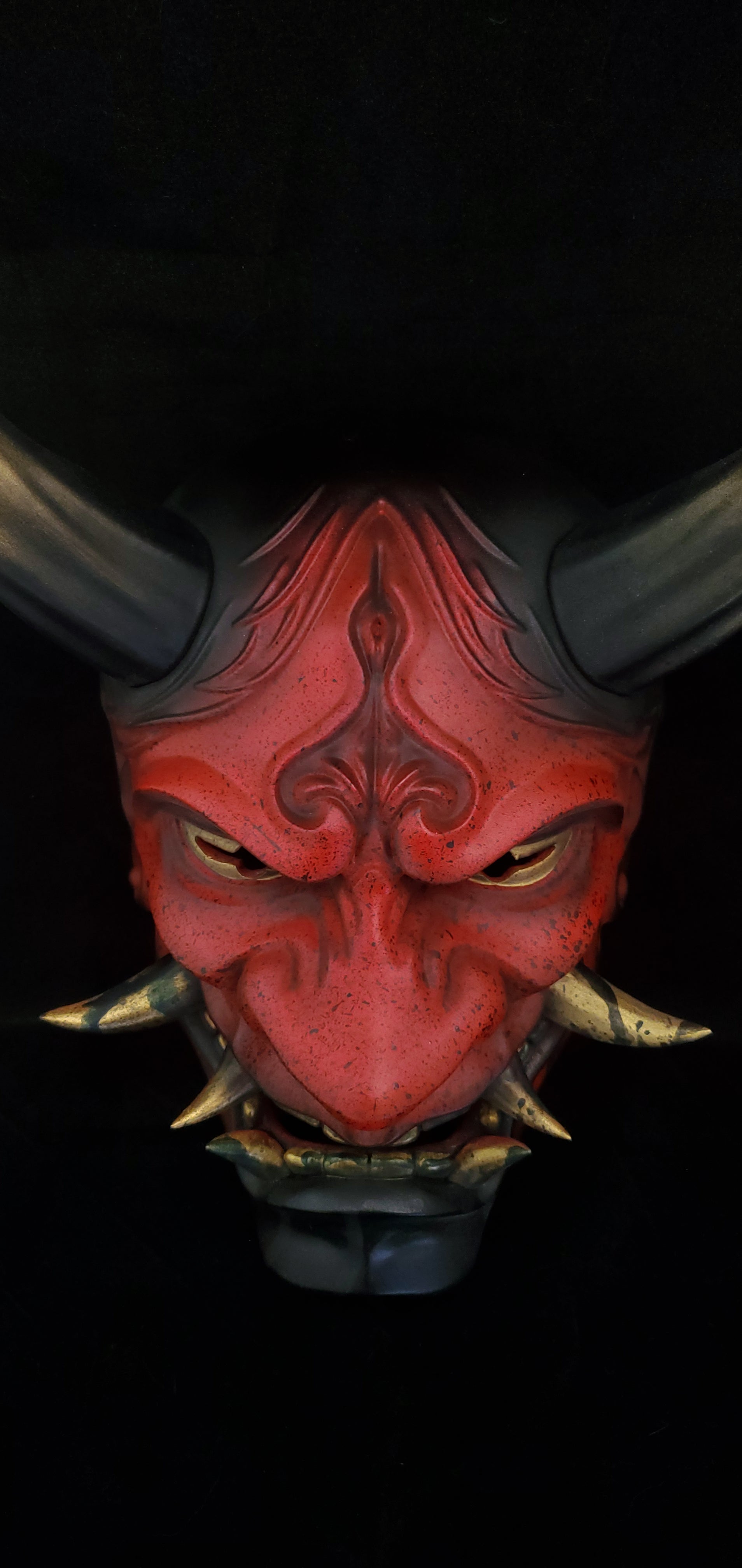 Japanese Oni Mask Blood Knight - Hand-Painted Urethane Resin