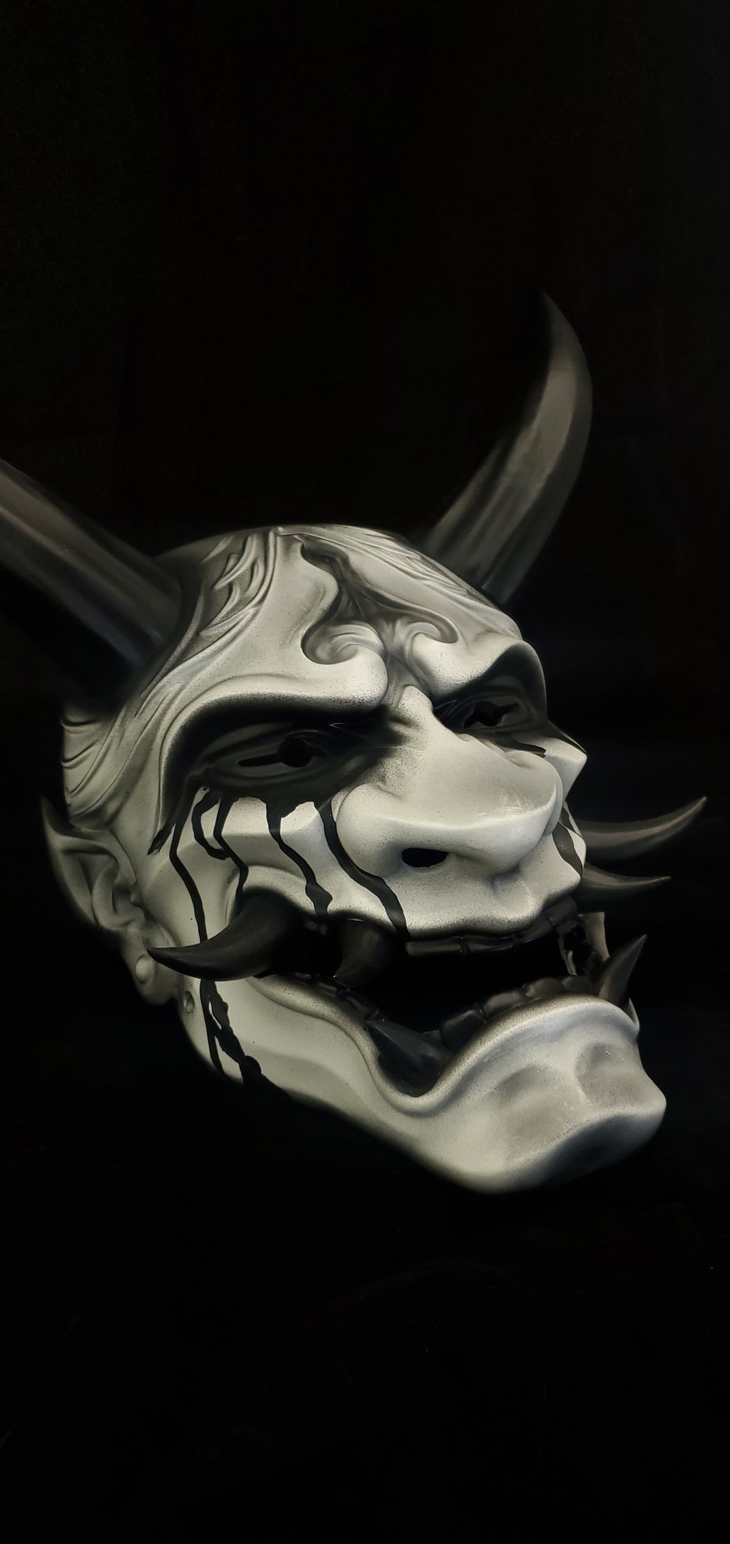 Hand‑painted Japanese Oni mask La Llorona edition