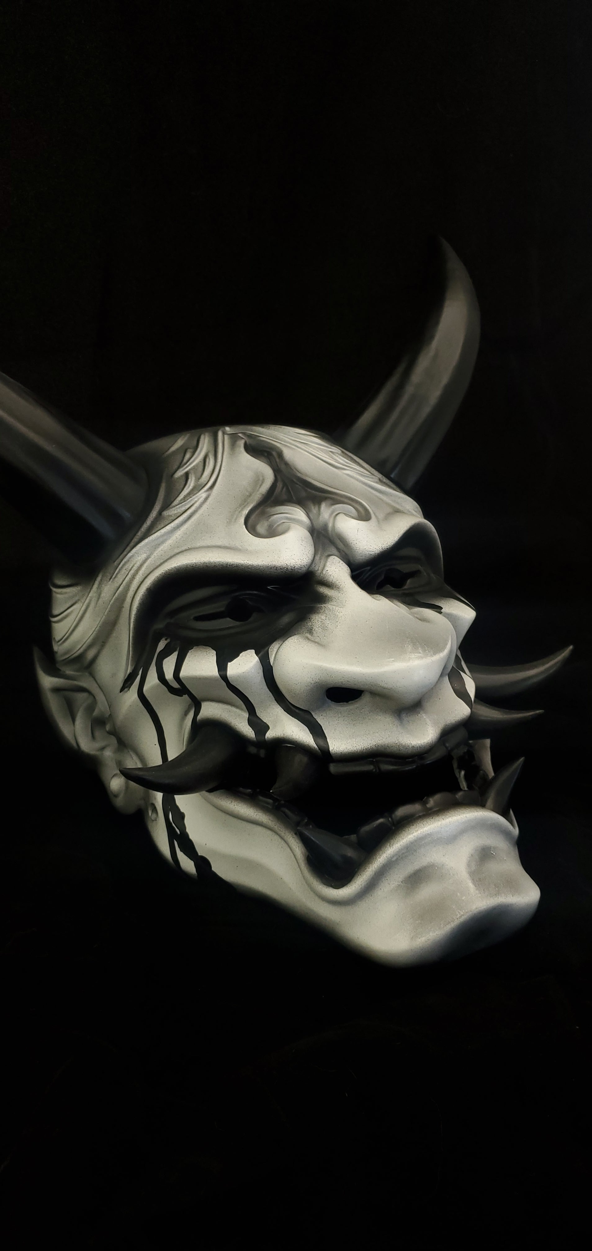 Hand‑painted Japanese Oni mask La Llorona edition