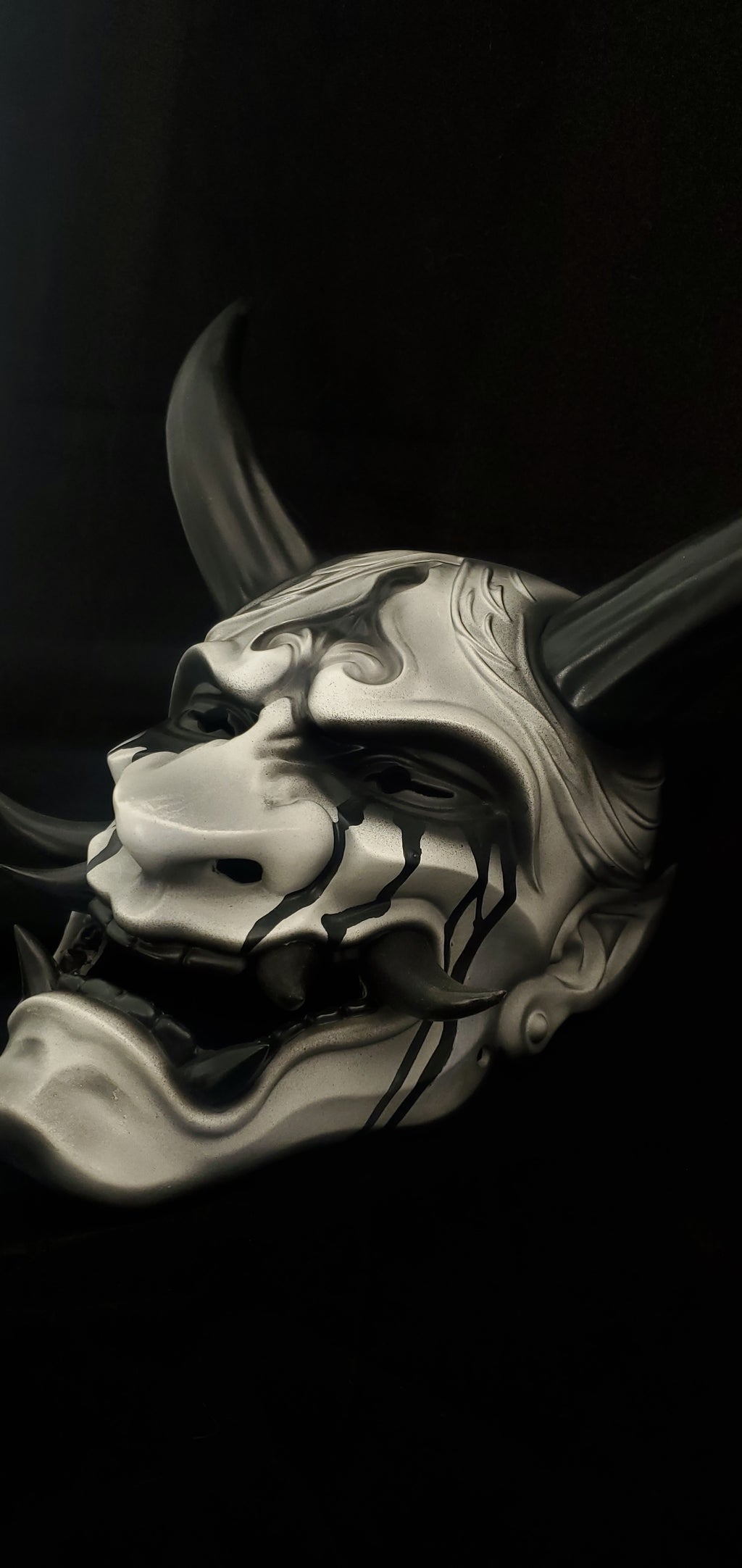 Hand‑painted Japanese Oni mask La Llorona edition