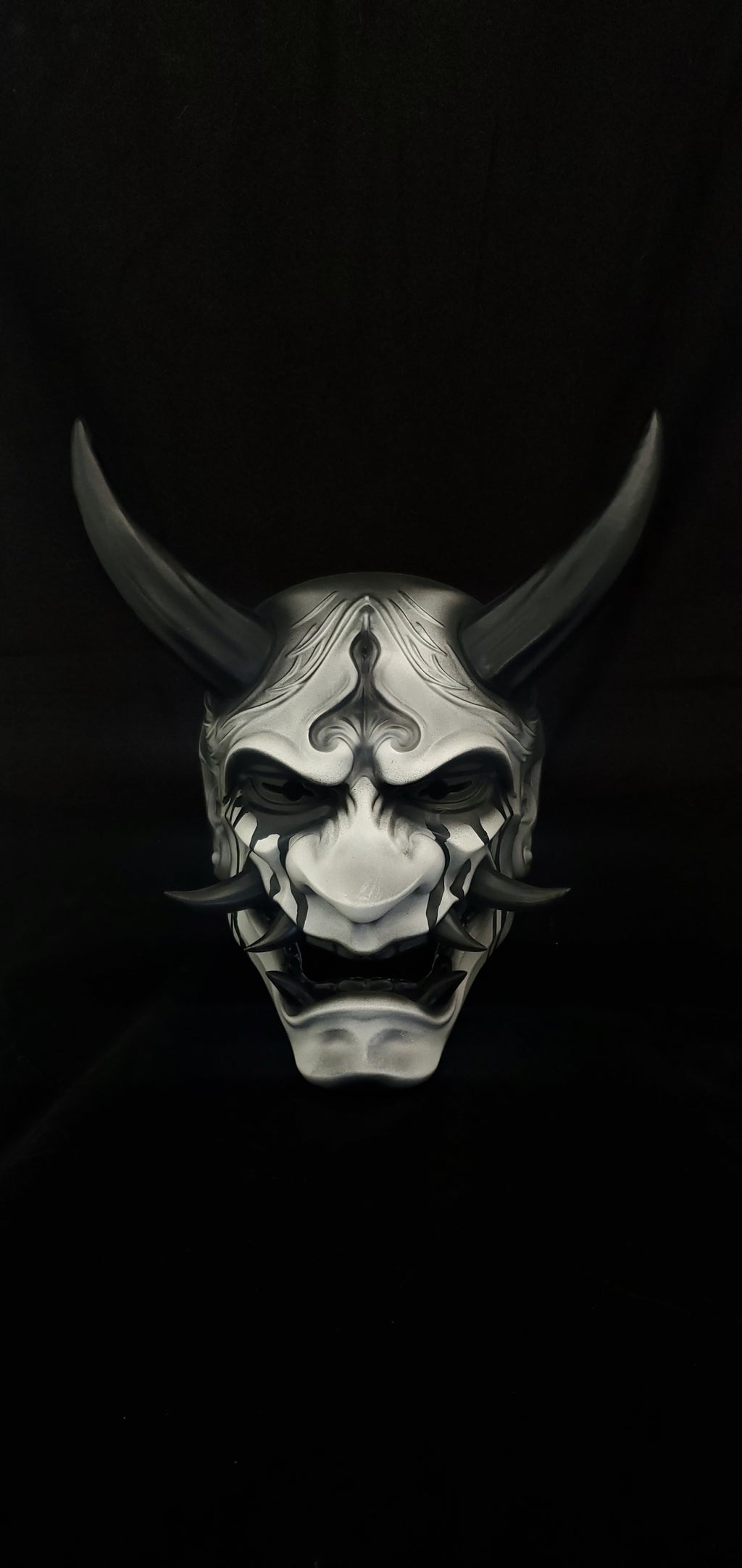 Hand‑painted Japanese Oni mask La Llorona edition