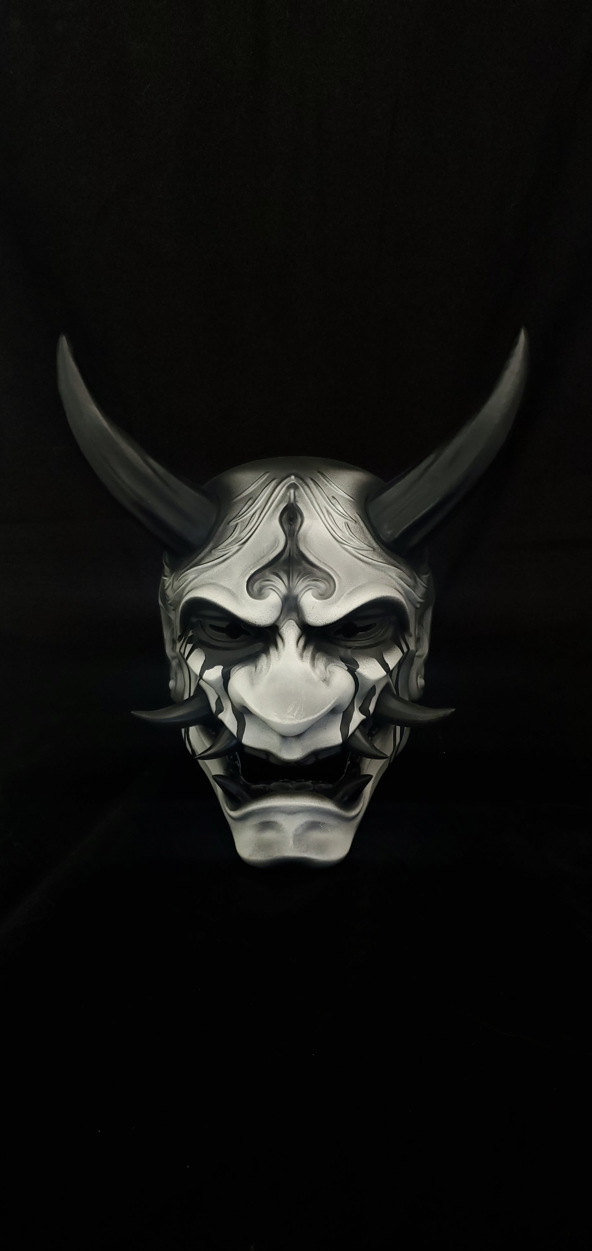 Hand‑painted Japanese Oni mask La Llorona edition
