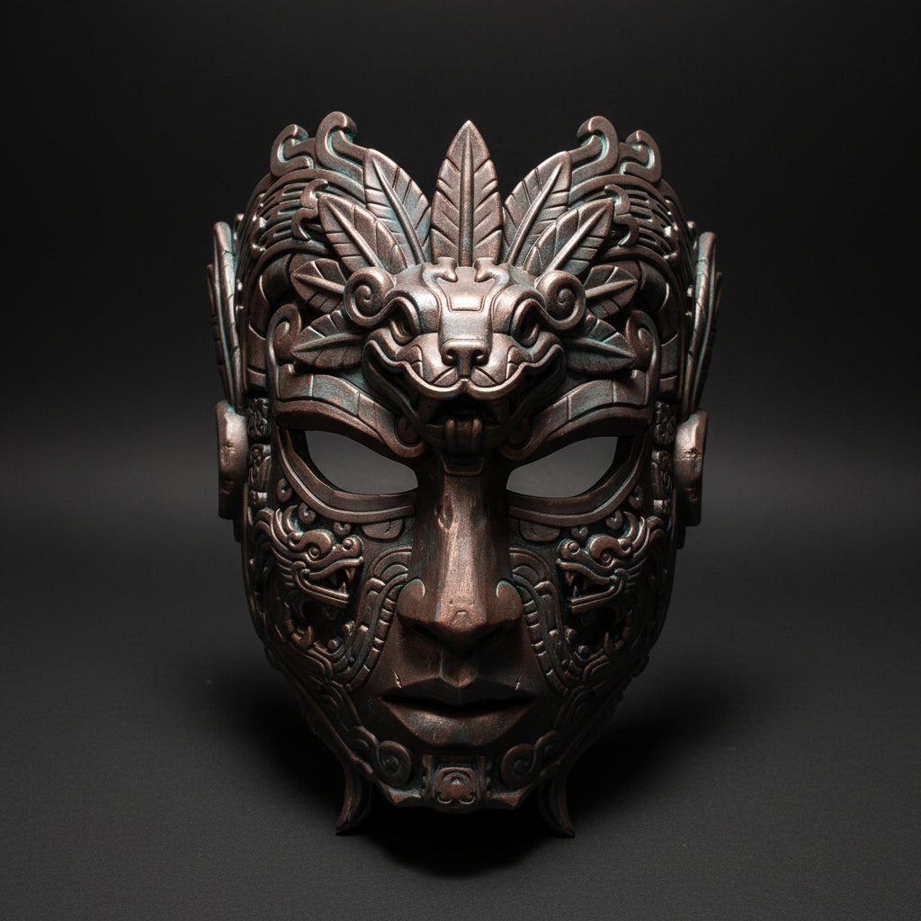 Decorative metal door handle with intricate design on a reflective surface