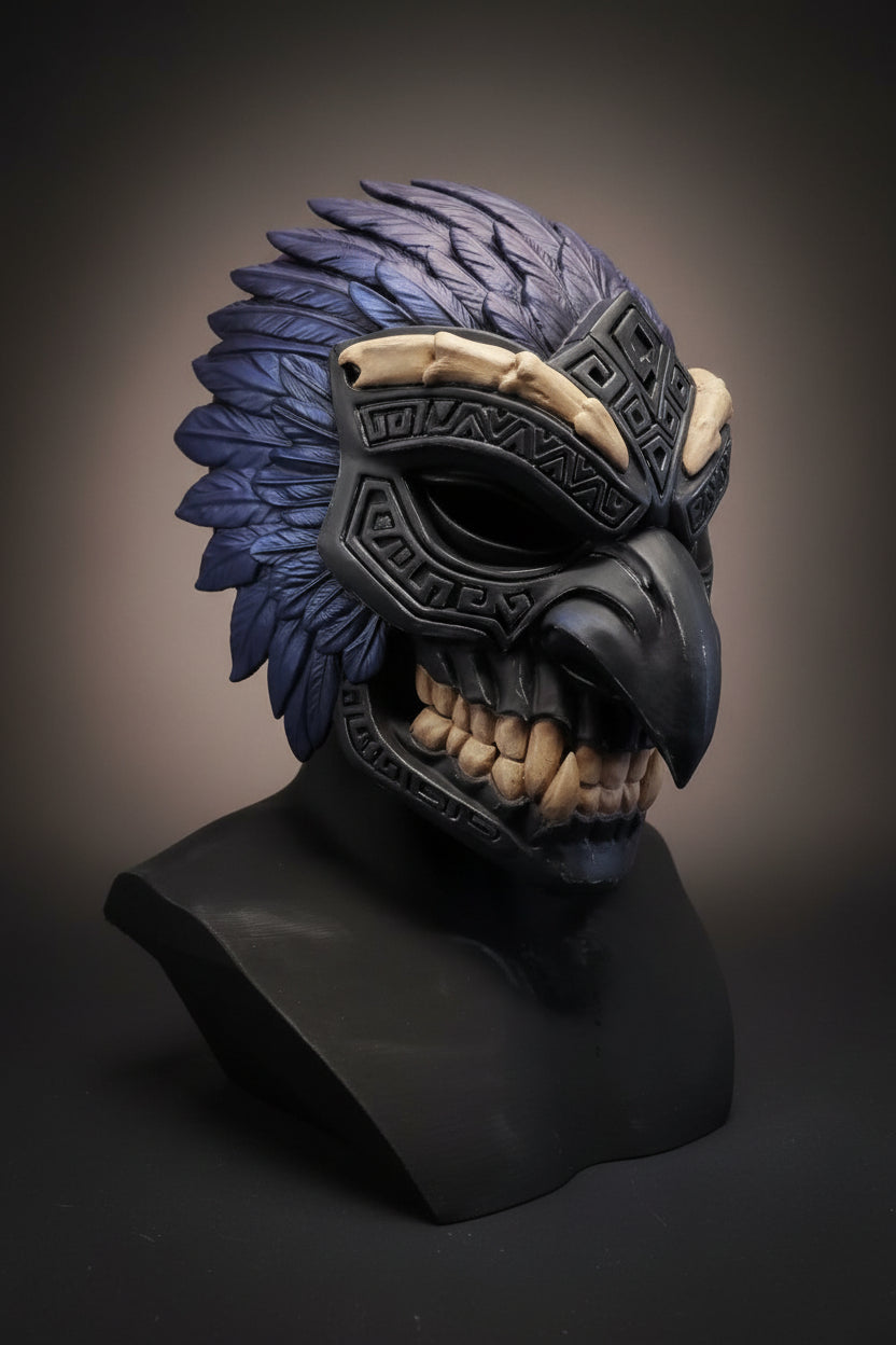 Mexica Warrior Mask – Sentinel Awakening | Hand‑Built Resin Art