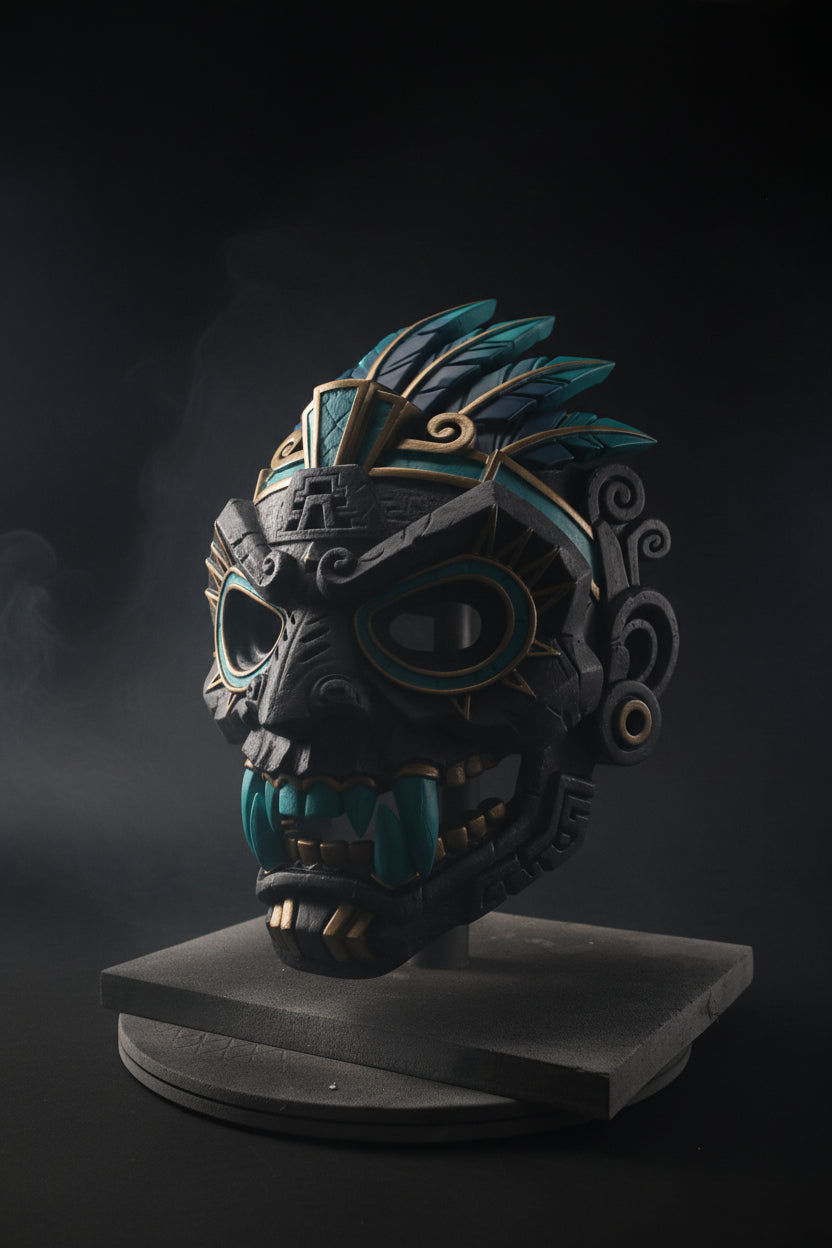 Aztec Mask Tlaloc God of Rain - Hand painted