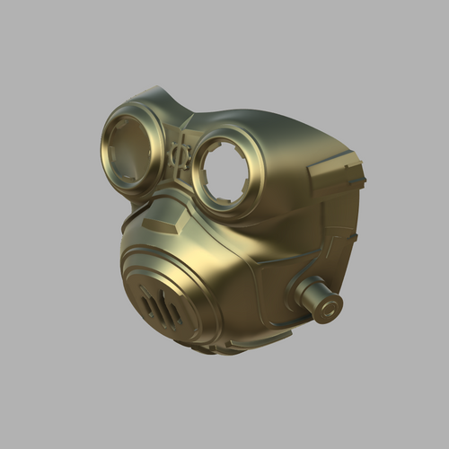 Gold gas mask on a gray background