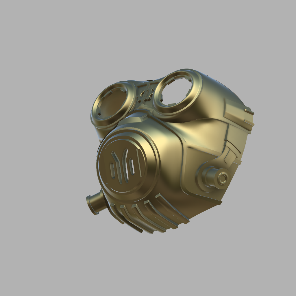 Gold gas mask on a gray background