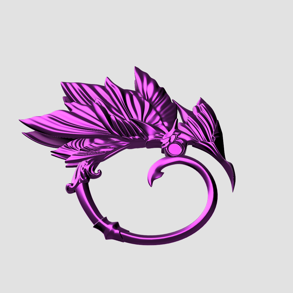 Purple decorative headpiece on a light gray background