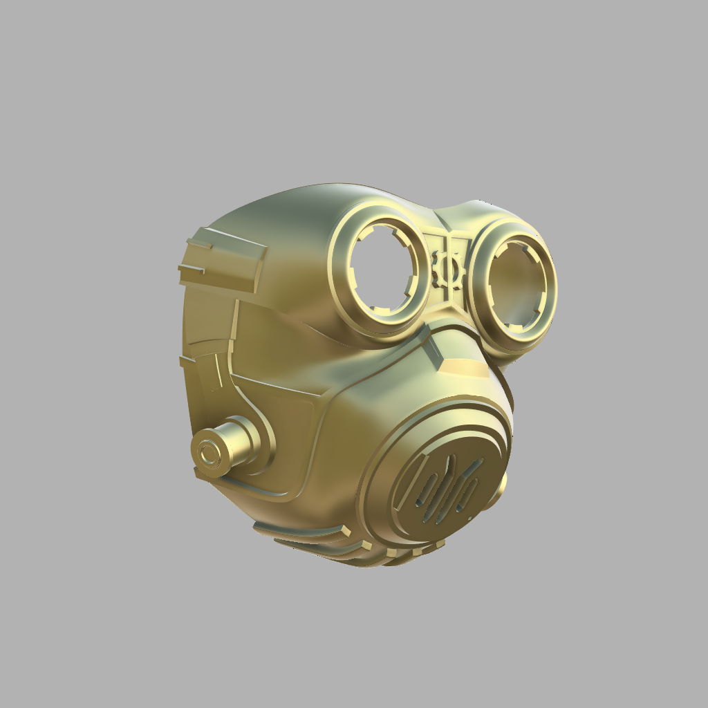 Gold gas mask on a gray background