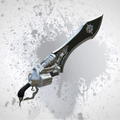 Decorative sword with intricate designs on a gray background