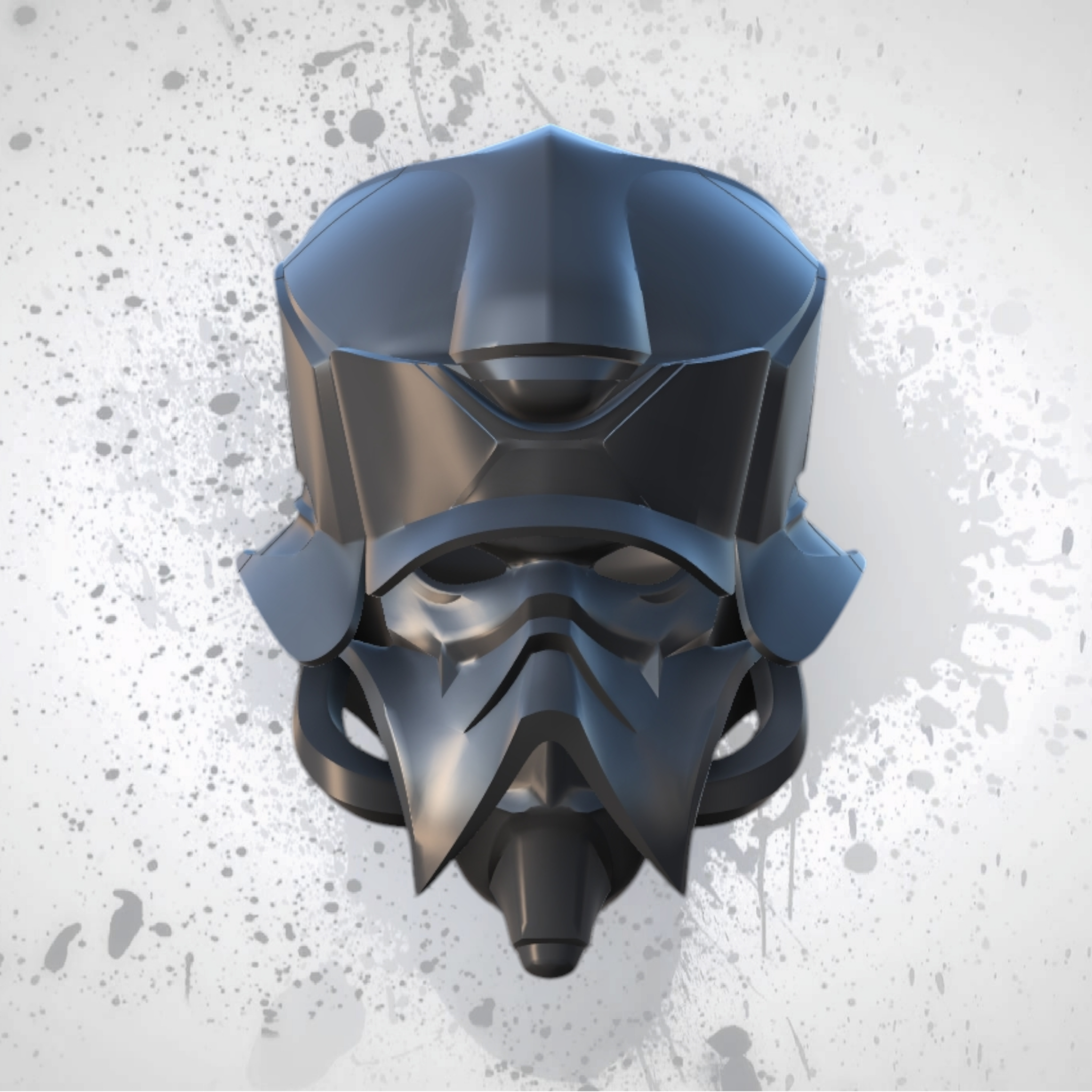 Black and blue mask on a gray textured background