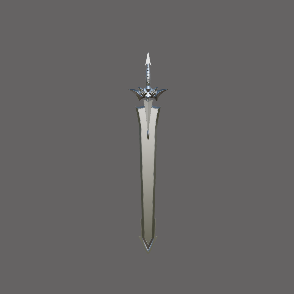 Decorative sword with a detailed hilt on a gray background