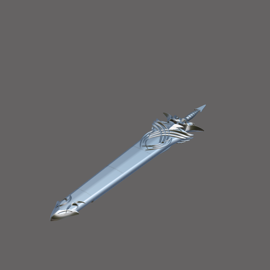 Decorative sword with intricate design on a gray background