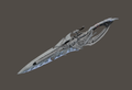Decorative knife with intricate designs on a gray background
