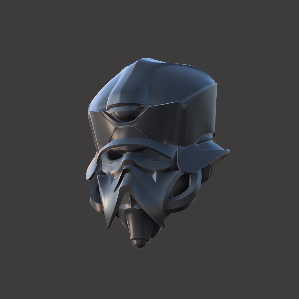 Black mask with a dark gray background