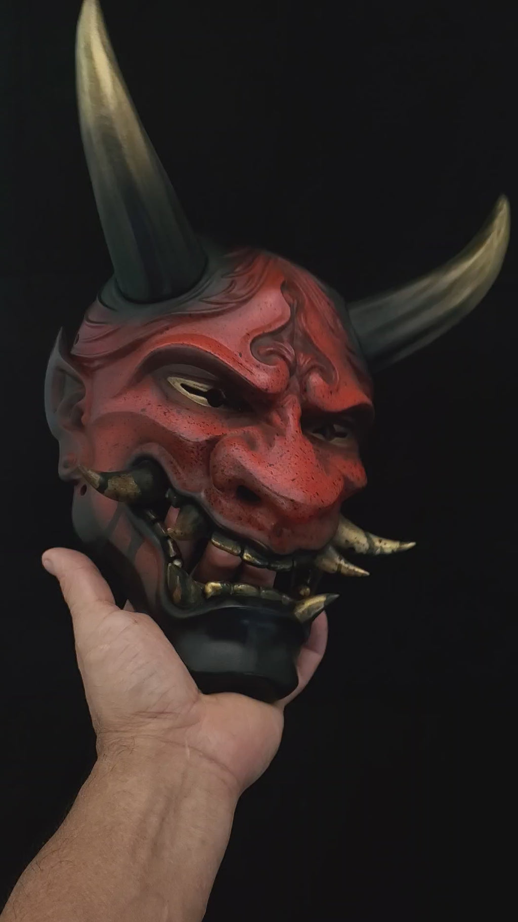 Japanese Oni Mask Blood Knight - Hand-Painted Urethane Resin