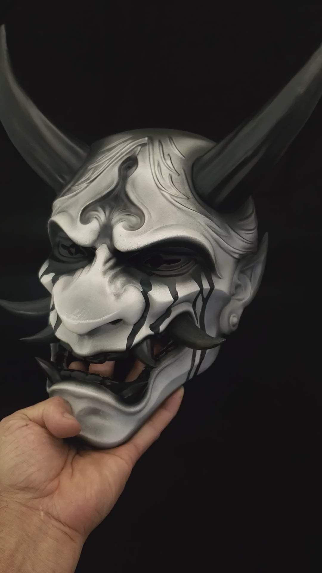 Hand‑painted Japanese Oni mask La Llorona edition