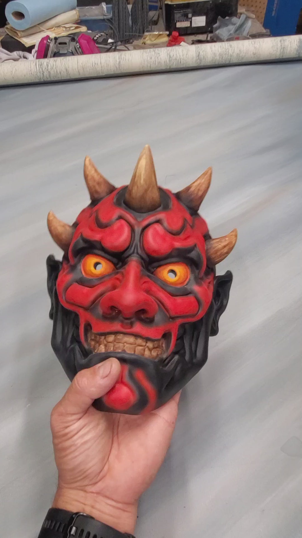 Hand‑painted Japanese Oni Maul Demon mask resin cosplay prop