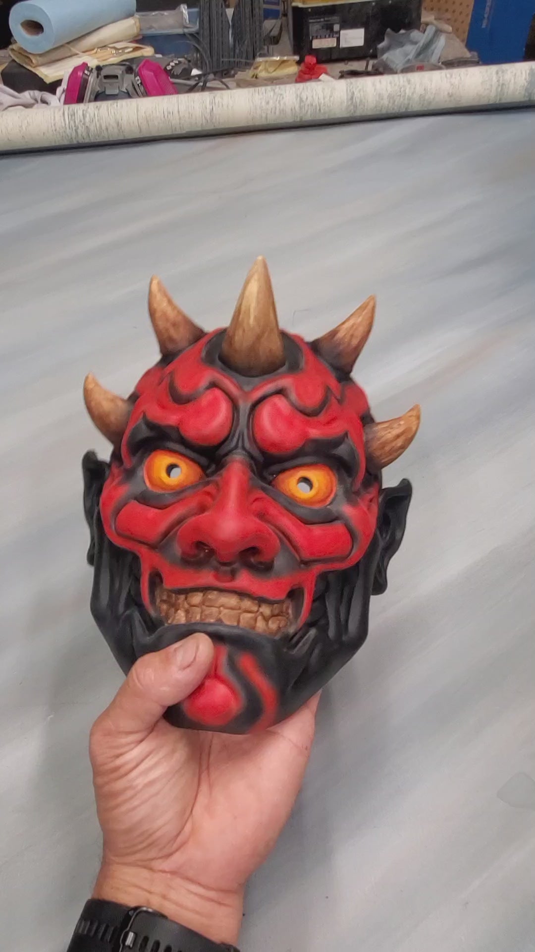 Hand‑painted Japanese Oni Maul Demon mask resin cosplay prop