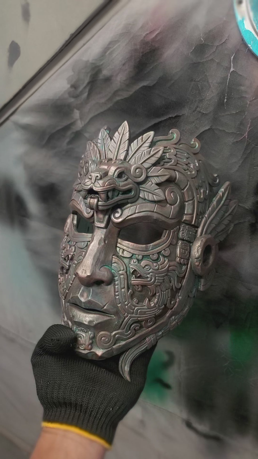Mask with aztec carvings